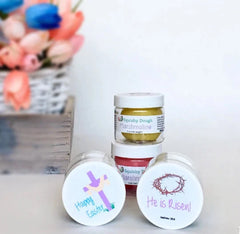 4 Easter Squishy Doughs with Religious Stickers - 2.0 oz in each jar