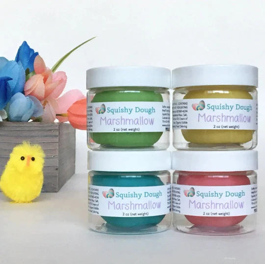 4 Easter Squishy Doughs with Religious Stickers - 2.0 oz in each jar