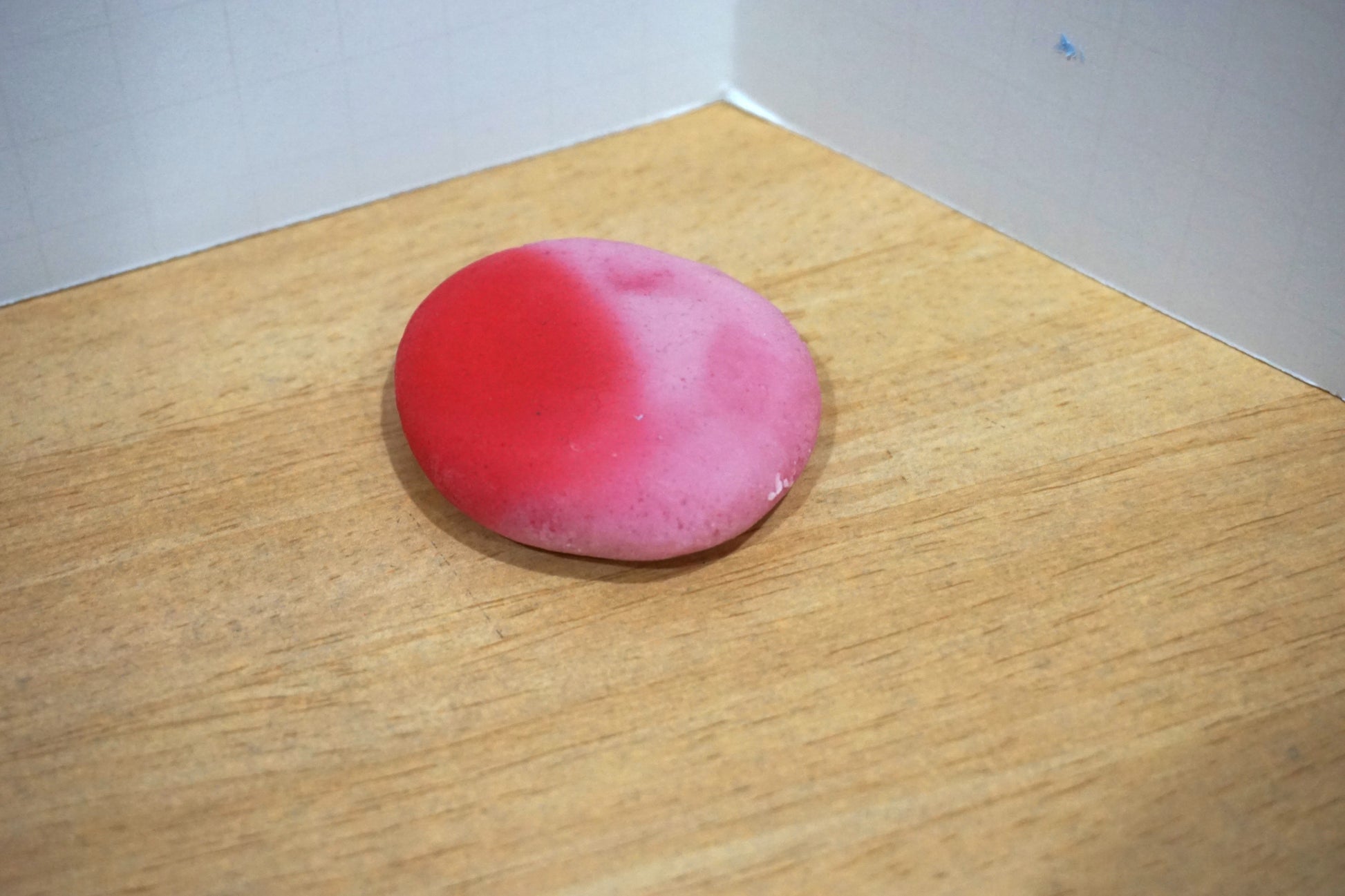 pink and red color changing homemade playdough
