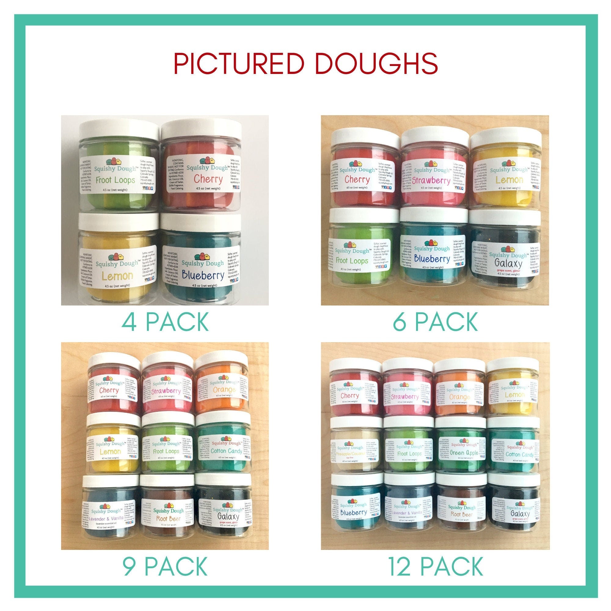 pictured doughs 4, 6, 9, 12 custom pack